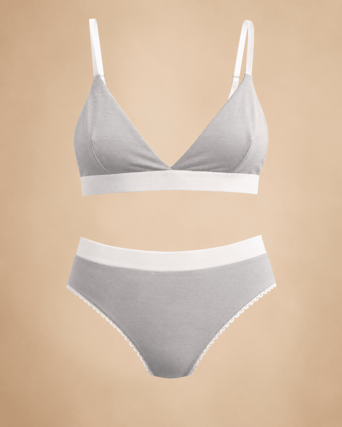 НАТУРАЛЬНИЙ КОМПЛЕКТ: БРА + ЧІКИ - Soft Gray - Form You
