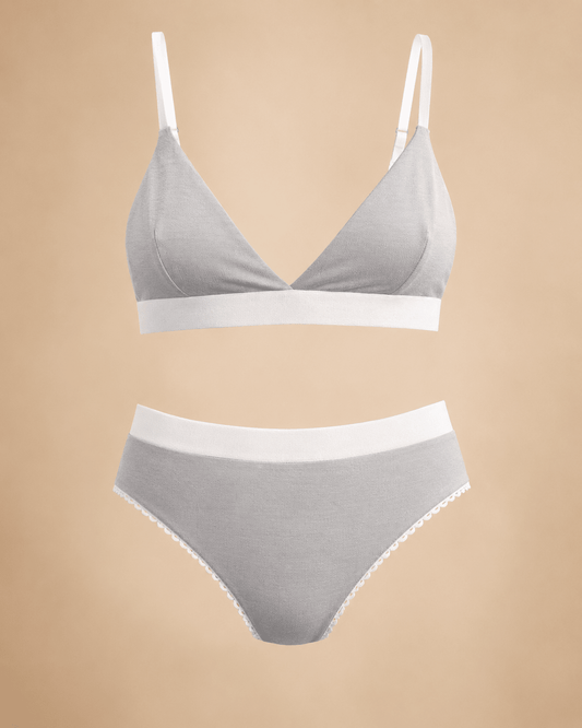 НАТУРАЛЬНИЙ КОМПЛЕКТ: БРА + ЧІКИ - Soft Gray - Form You