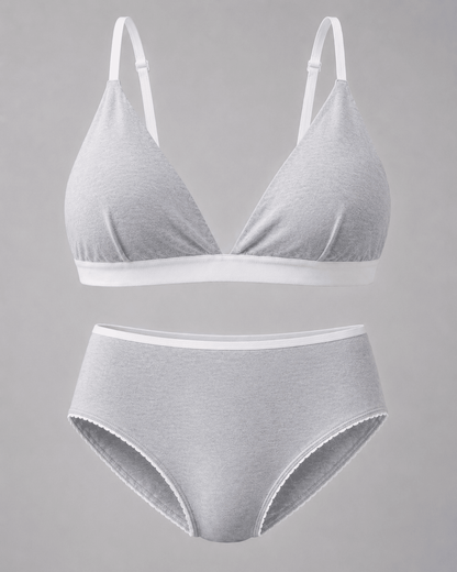 НАТУРАЛЬНИЙ КОМПЛЕКТ: БРА + СЛІПИ - Soft Gray - Form You