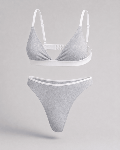 НАТУРАЛЬНИЙ КОМПЛЕКТ: БРА + СТРІНГИ - Soft Gray - Form You