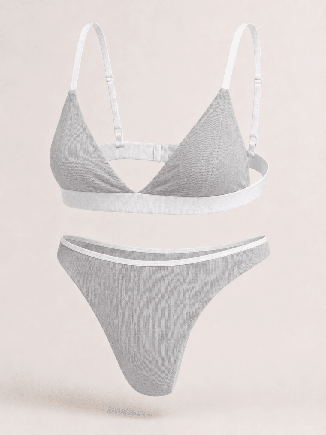 НАТУРАЛЬНИЙ КОМПЛЕКТ: БРА + СТРІНГИ - Soft Gray - Form You
