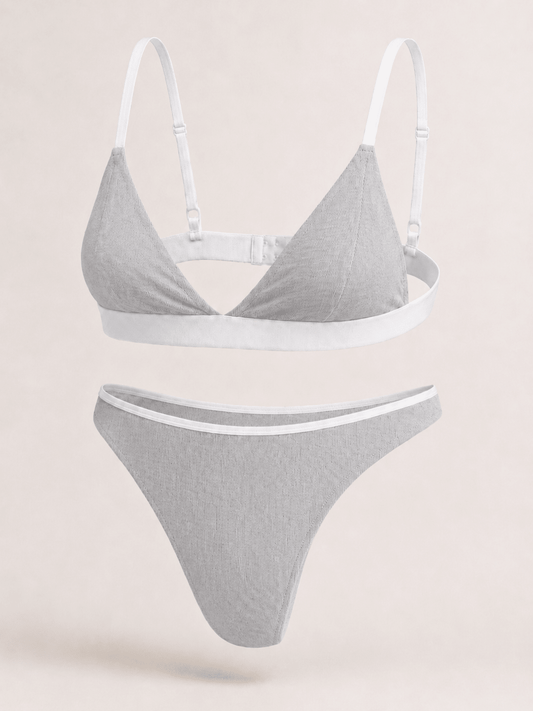 НАТУРАЛЬНИЙ КОМПЛЕКТ: БРА + СТРІНГИ - Soft Gray - Form You